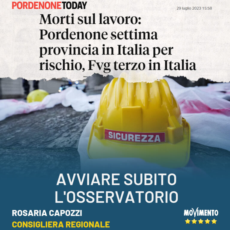 “Sicurezza nei posti di lavoro, avviare subito l’osservatorio regionale che chiediamo da 2 anni”