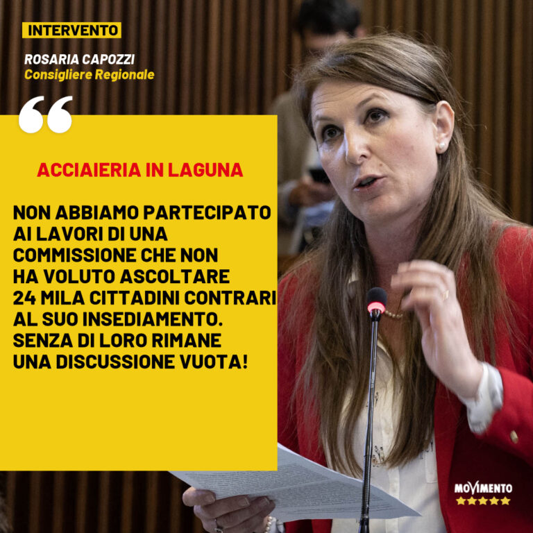 Capozzi M5S: “Il M5S non partecipa alle commissioni che non ammettono i cittadini contrari all’Acciaieria”