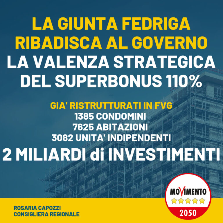 Capozzi M5S: “Anche l’Europa conferma bontà Superbonus, Regione chieda al Governo di riattivarlo”