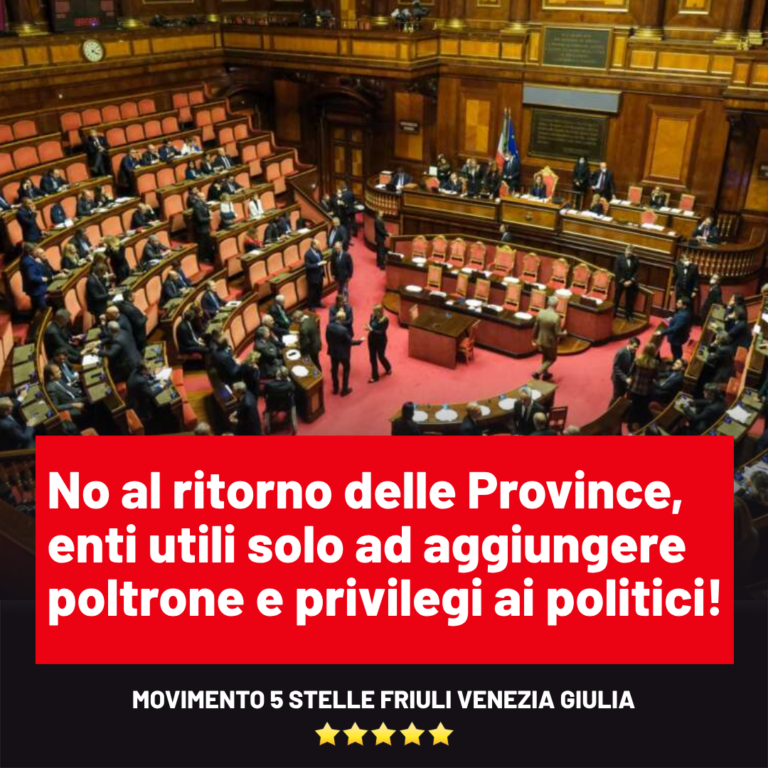 Province – Capozzi (M5S) : “Enti di decentramento dimostrano quanto sia inutile il loro ripristino, centrodestra incoerente”.