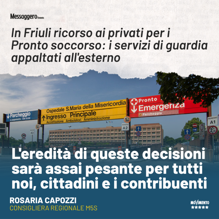 Sanità, Capozzi: Grave esternalizzare a terzi il pronto soccorso