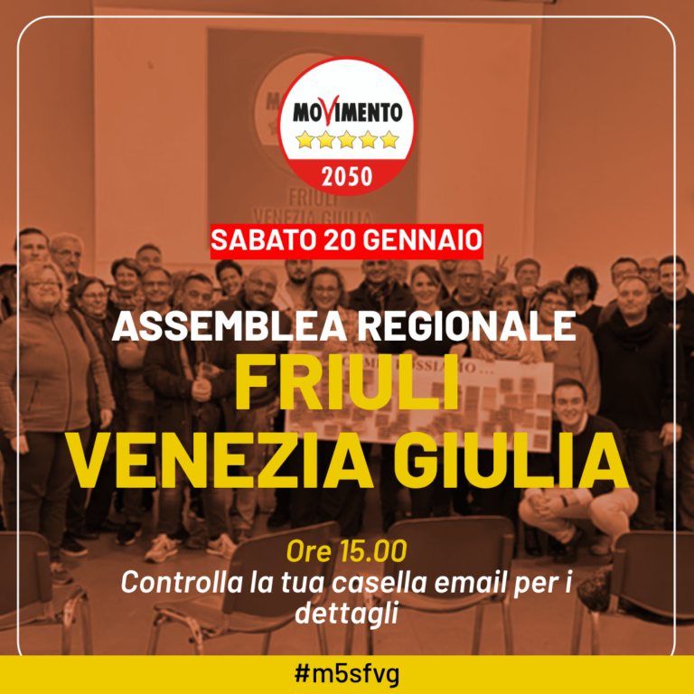 Sabato 20 gennaio ci sarà l’Assemblea regionale del Friuli Venezia Giulia!