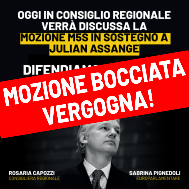 Assange, Capozzi: Vergogna, il Consiglio regionale non esprime solidarietà a Julian Assange