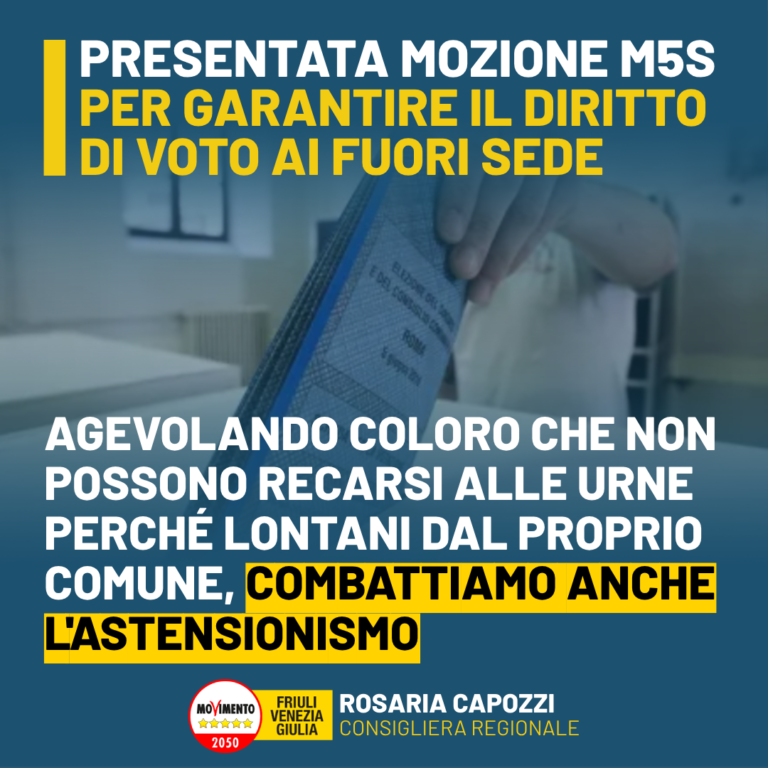 Elezioni, Capozzi: Mozione per garantire voto fuori sede a tutti