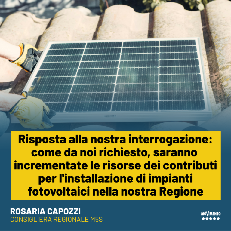 Fotovoltaico, Capozzi: Confermate nostre preoccupazioni su fondi