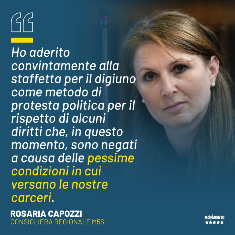 Capozzi: Ho aderito alla staffetta per il digiuno per protestare contro le attuali condizioni delle nostre carceri