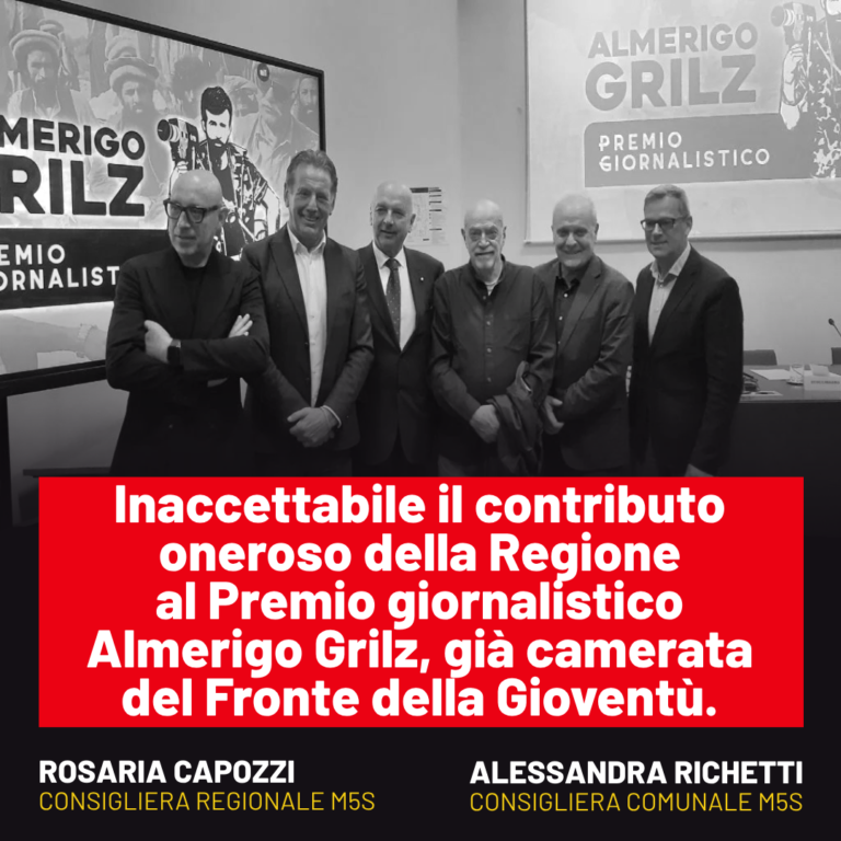 Capozzi-Richetti: Inaccettabile il contributo oneroso della Regione al Premio giornalistico Almerigo Grilz