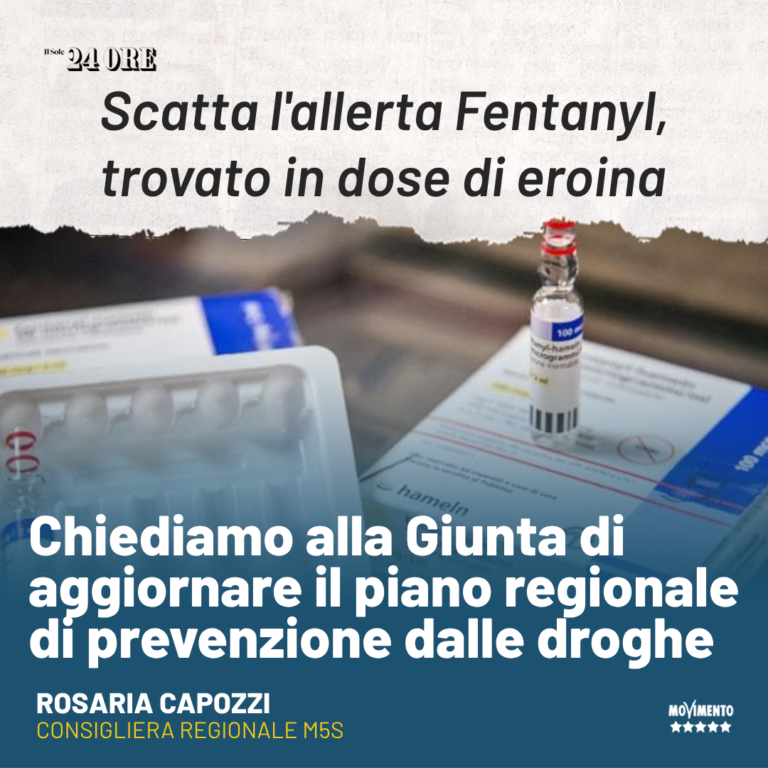 Capozzi: In Italia scoppia l’emergenza Fentanyl, la Giunta Fedriga intervenga per prevenire tragedie