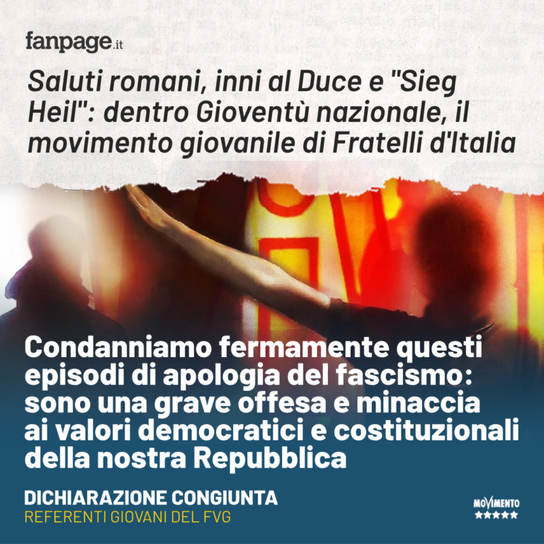 Inchiesta Fanpage, Referenti Giovani del FVG: Ferma condanna dell’ennesima apologia del fascismo