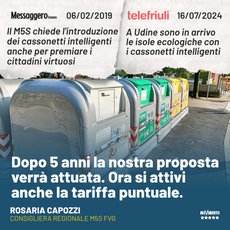 Rifiuti, Capozzi: Dopo cassonetti intelligenti, si attivi la tariffa puntuale