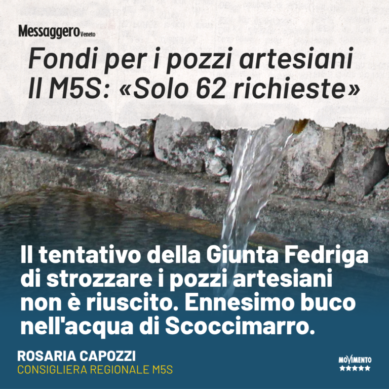 Capozzi: Certificato flop di Scoccimarro sui Pozzi Artesiani