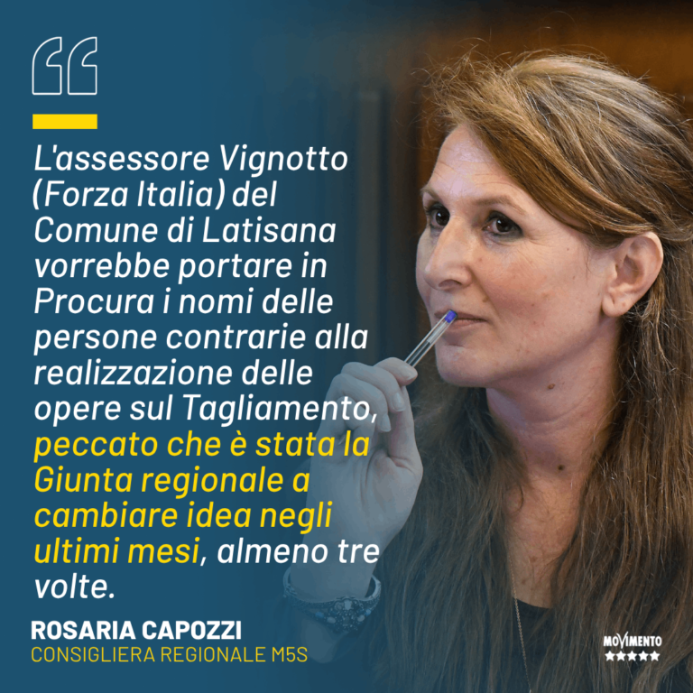 Tagliamento, Capozzi: Il Comune di Latisana porti tutte le carte in Procura