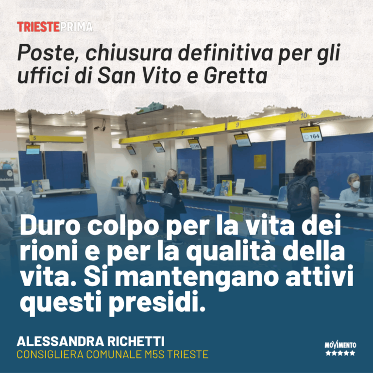 Chiusura uffici postali, Richetti: Conseguenze drammatiche per rioni e cittadini