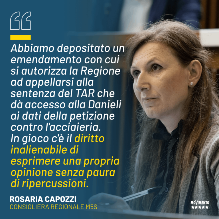 Acciaieria, Capozzi: Pronto emendamento per appellare sentenza del TAR