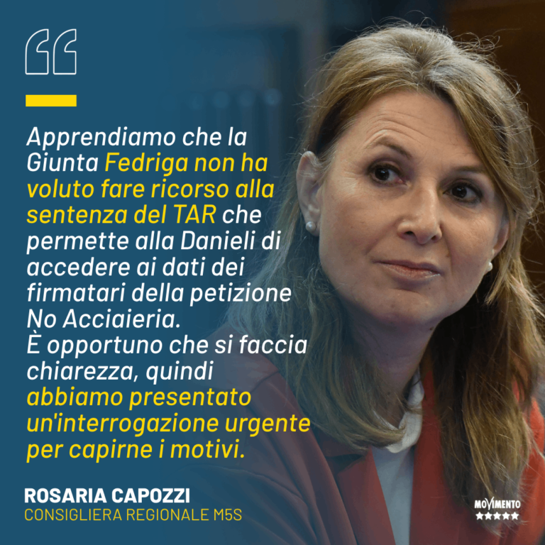 Acciaieria, Capozzi: Petizione, delusi da Giunta che non decide