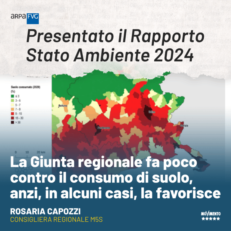 Ambiente, Capozzi: Report Arpa, basta incentivare consumo di suolo