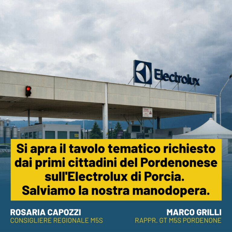 Electrolux, Capozzi e Grilli: Salvare lo stabilimento di Porcia