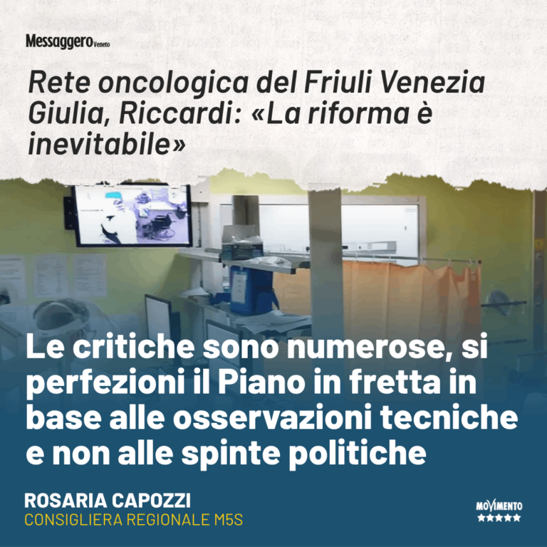 Salute, Capozzi: Rete oncologica, nuovo Piano da perfezionare in fretta