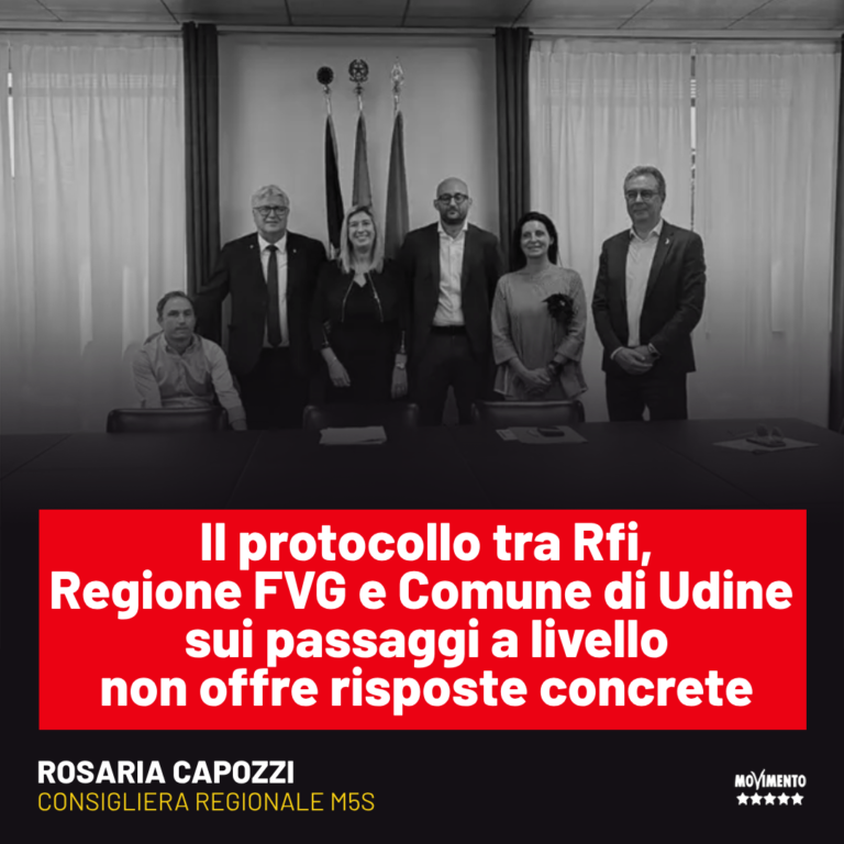 Rfi, Capozzi: Passaggi a livello Udine, il protocollo non offre risposte