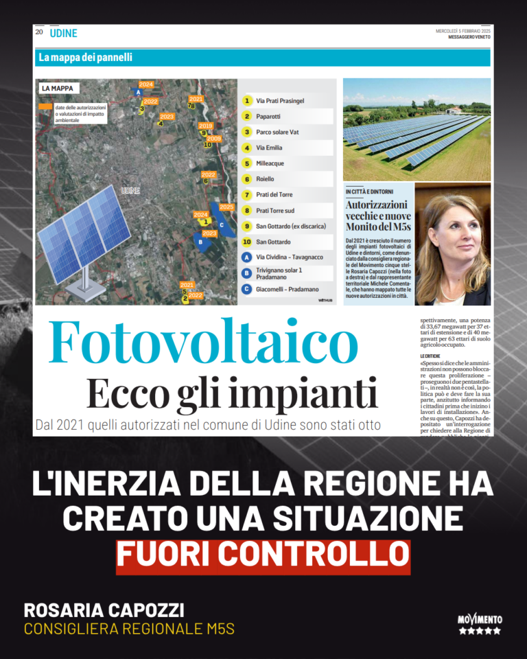 Fotovoltaico, Capozzi-Comentale: Impianto fotovoltaico di via Emilia è solo punta dell’iceberg