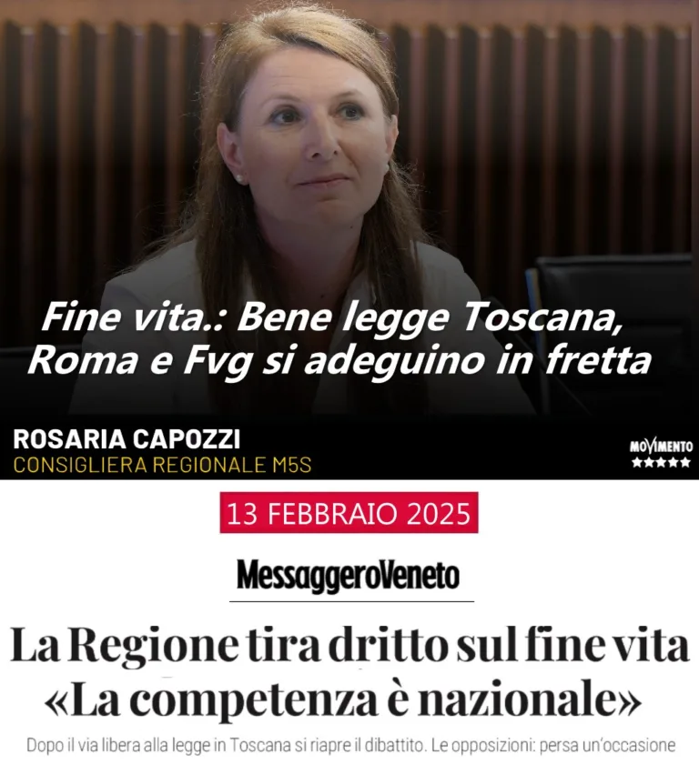 Fine vita, Capozzi: Bene legge Toscana, Roma e Fvg si adeguino in fretta