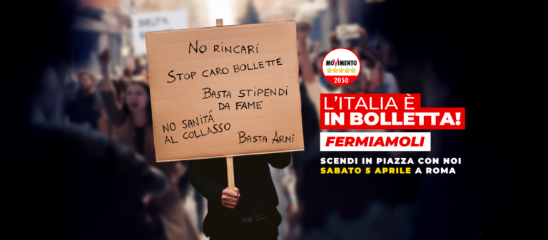 Sabato 5 aprile vieni a manifestare con noi a Roma, unisciti al pullman M5S FVG!