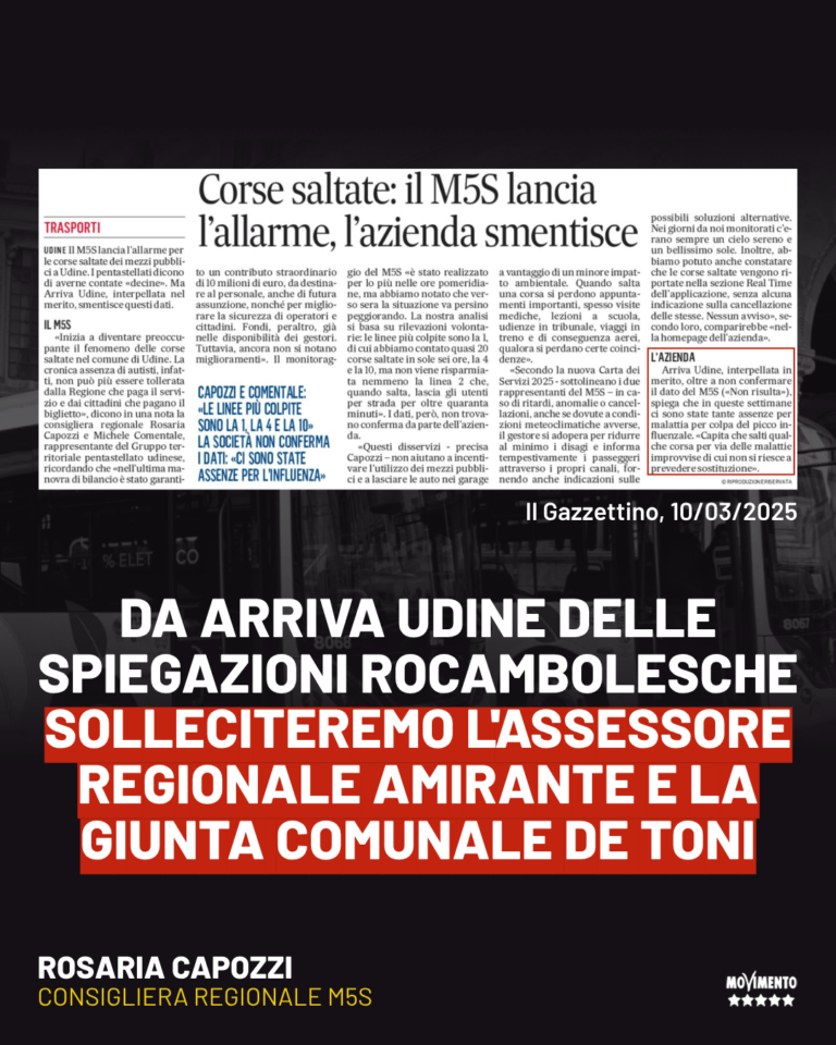 Trasporti urbani, Capozzi: Arriva Ud, spiegazioni disservizi non convincono