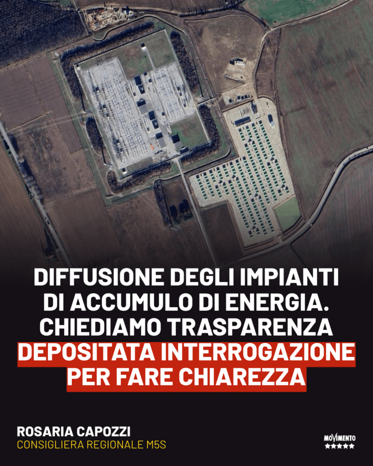 Ambiente, Capozzi: Impianti accumulo, informare cittadini su altro consumo suolo