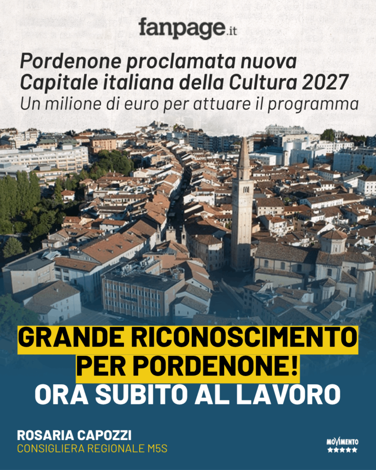 Cultura, Capozzi: Pn 2027, ora la festa ma subito al lavoro per sfruttare l’occasione